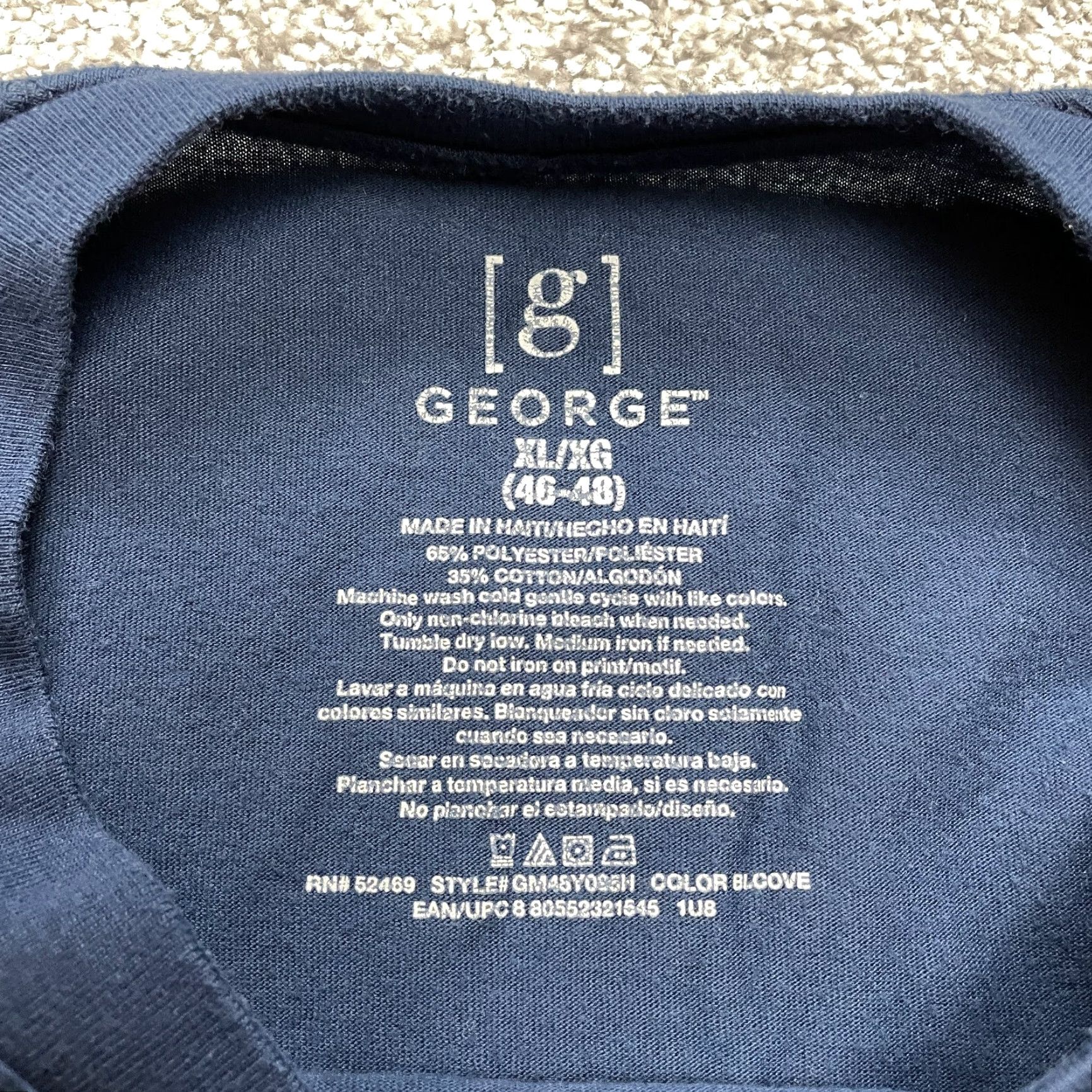 George George Shirt Mens XL Blue Long Sleeve Crew Neck Knit Cotton Blend Solid T-Shirt Everyday Classic Size US XL / EU 56 / 4 - 2 Thumbnail