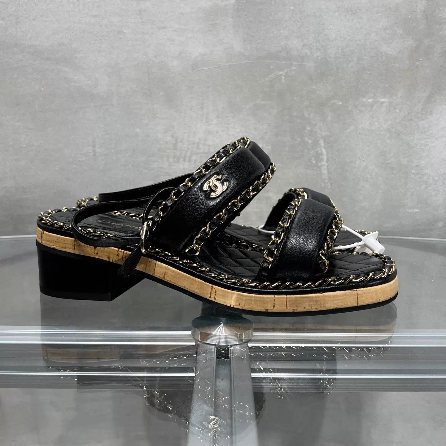 Chanel Chanel Black Platform Chain Sandal 37 YH24605 Size US 6.5 / IT 36.5 - 4 Thumbnail
