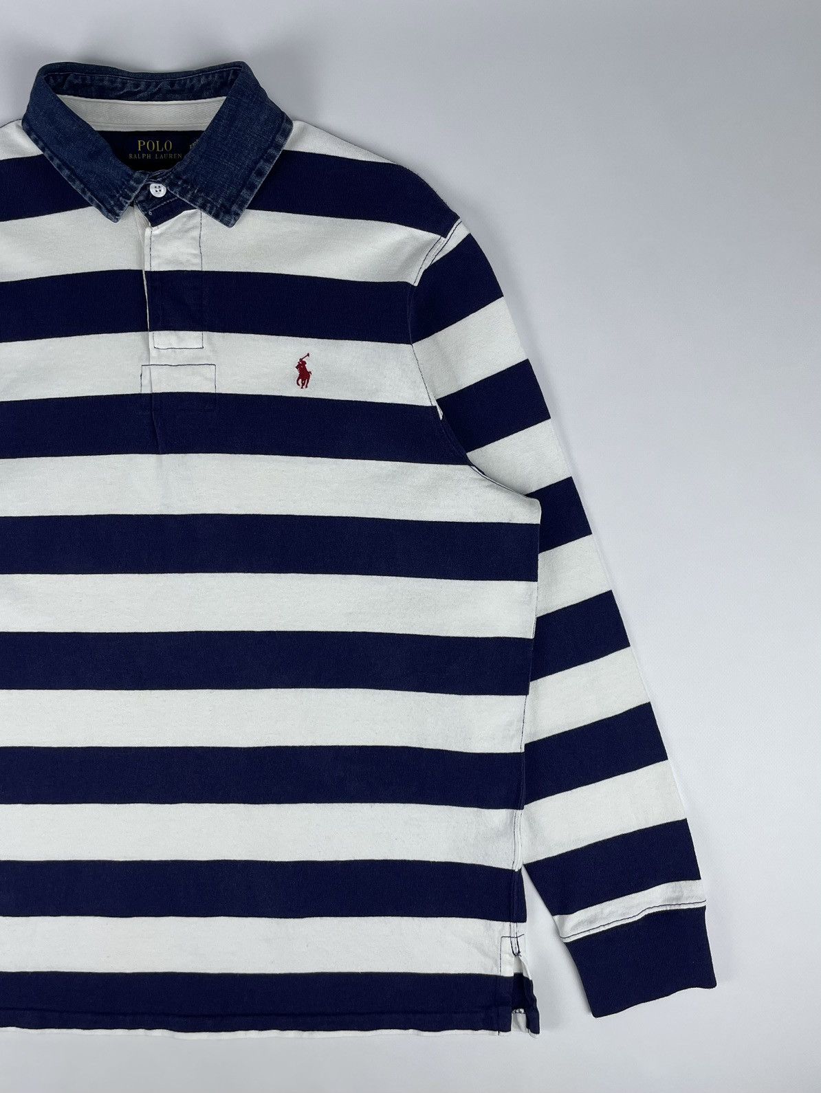 Polo Ralph Lauren Polo Ralph Lauren Vintage Rugby Striped Long Sleeve Size US XL / EU 56 / 4 - 2 Thumbnail