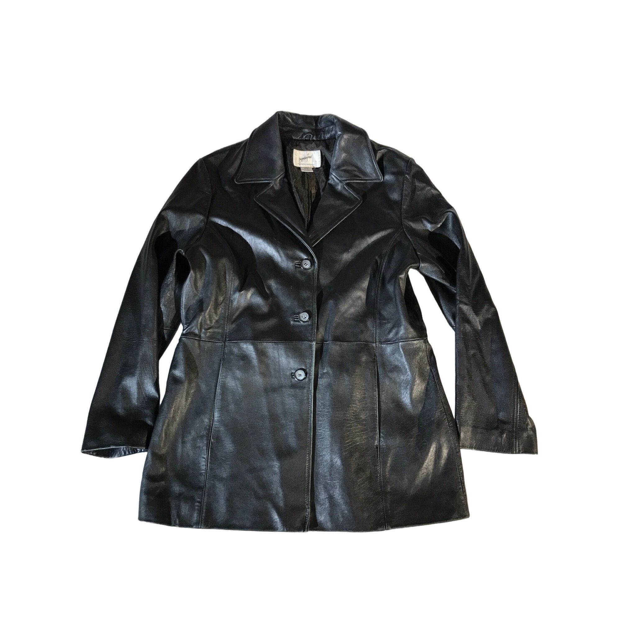 Vintage Jacqueline Ferrar Womens Vintage Black Lambskin Leather Coat Size L / US 10 / IT 46 - 1 Thumbnail