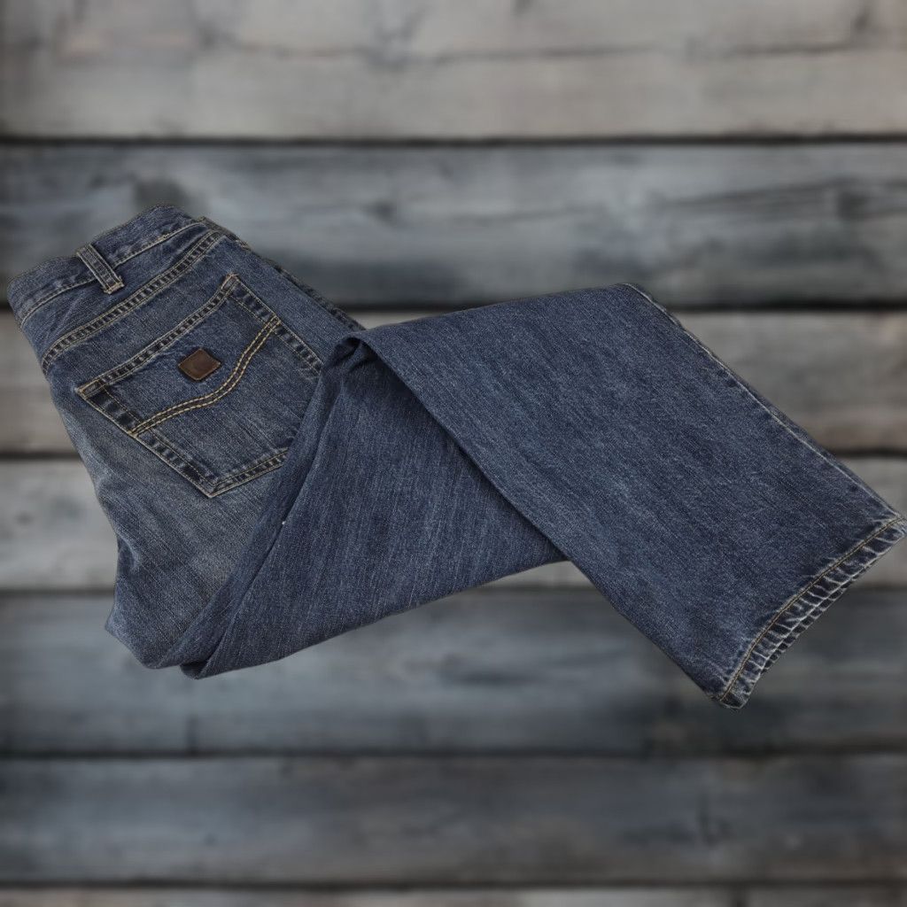 Carhartt Carhartt Jeans 101019 960 Loose Fit Straight Leg Mens Denim Work Jeans 33x34 Blue Regular 34 Inseam Mens Denim Jeans Tight Hole Size US 33 - 1 Thumbnail