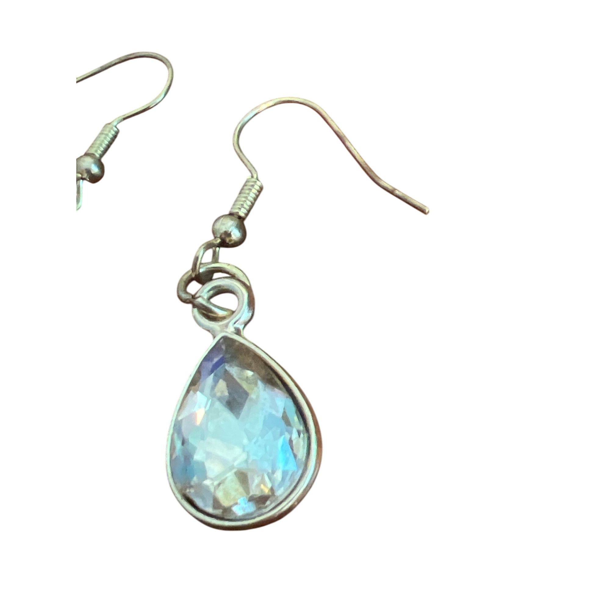 Other Gold Tone Teardrop Champagne Crystal Dangle Earrings Hooks F Size ONE SIZE - 3 Thumbnail
