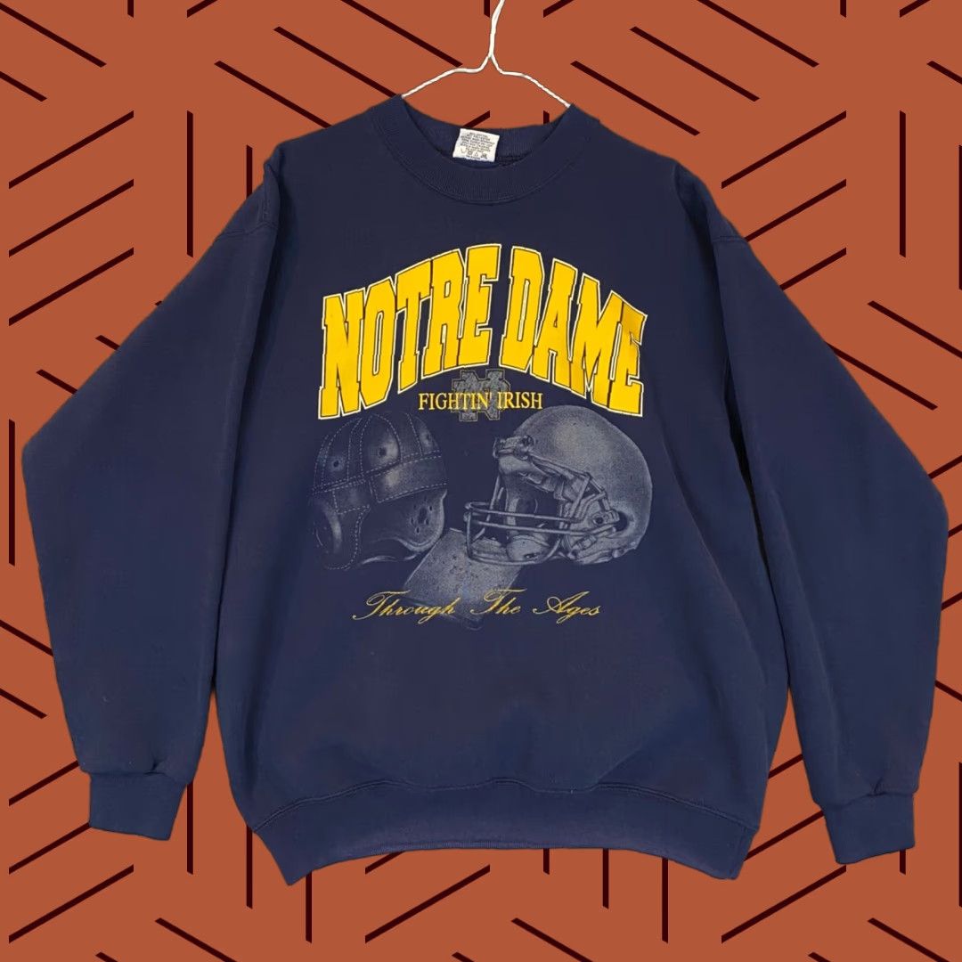 Vintage VTG Notre Dame Sweatshirt Mens Large Navy Blue Fighting Irish Football 90s 2020 Jacket Hoodie Size US L / EU 52-54 / 3 - 1 Thumbnail