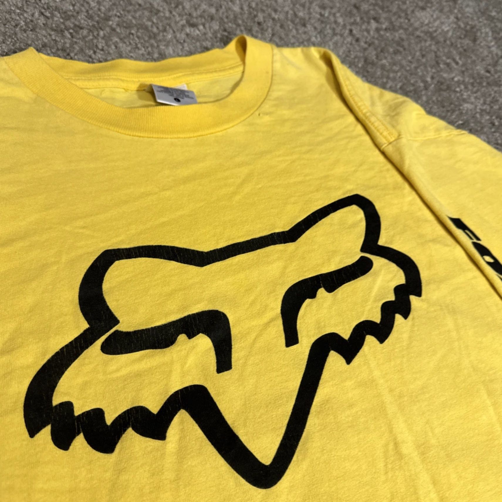 Fox Racing VINTAGE Fox Racing T-Shirt Long Sleeve Mens Large Yellow Grunge Skater Goth Y2K Cyber Weekender Size US L / EU 52-54 / 3 - 3 Thumbnail