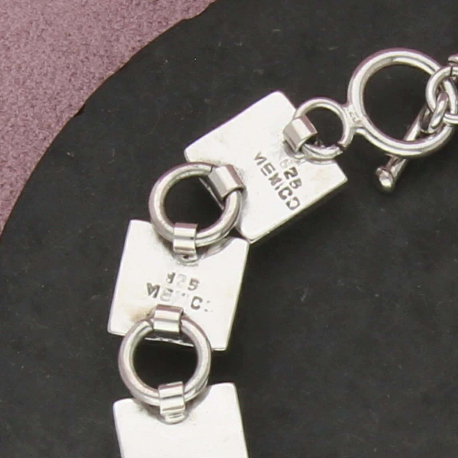 Mexicana mexico sterling silver coral link toggle bracelet size 7.5in Size ONE SIZE - 3 Thumbnail