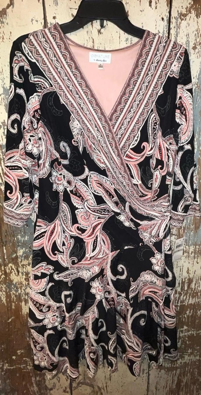 Designer NWT Signature by Robbie Bee 1X dress black paisley Size XL / US 12-14 / IT 48-50 - 1 Thumbnail