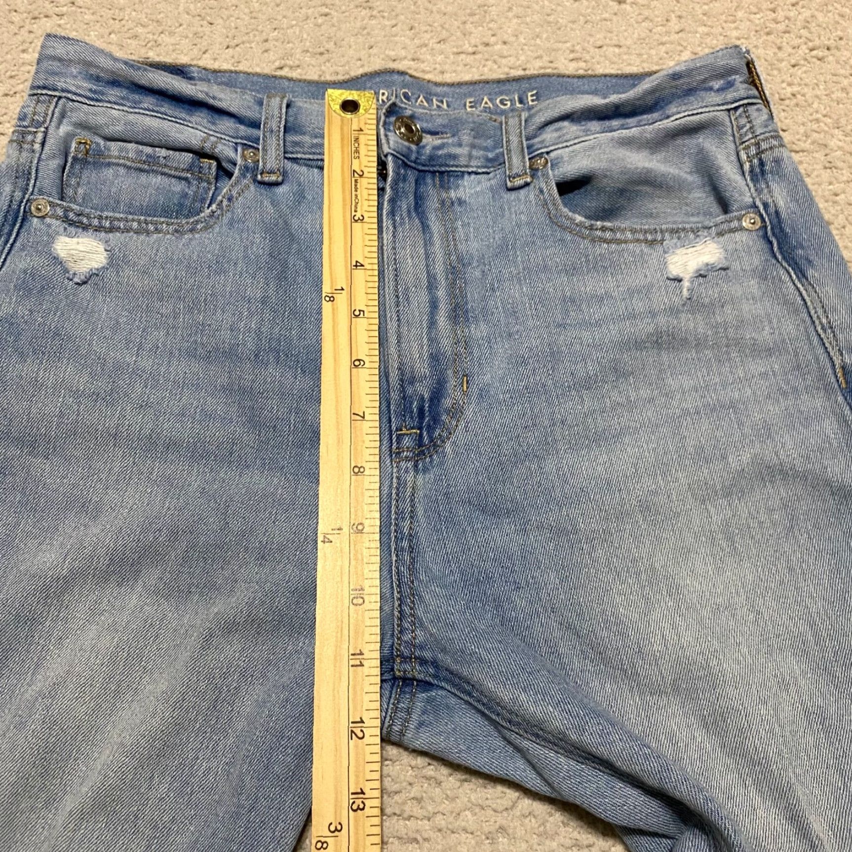 American Eagle Outfitters VINTAGE American Eagle Jeans Womens 6 Blue Denim Straight Distress High Rise Mom Size 28" / US 6 / IT 42 - 4 Thumbnail