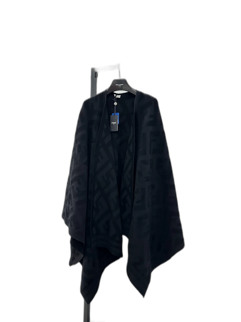 Fendi Fendi Double-Sided Black Cape with Tags Size ONE SIZE - 1 Thumbnail