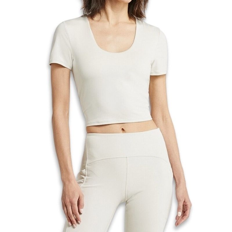 Unlisted Zella Crop Top Scoop Neckline Built-In Padded Bra Beige W M, Women's (Size Medium)