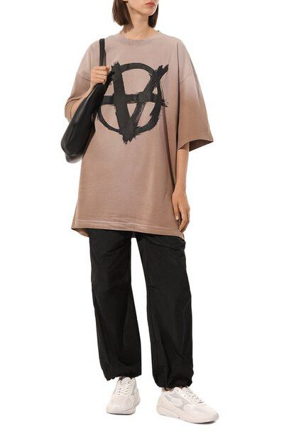 Washed Brown Reverse Anarchy Logo Oversized T-Shirt