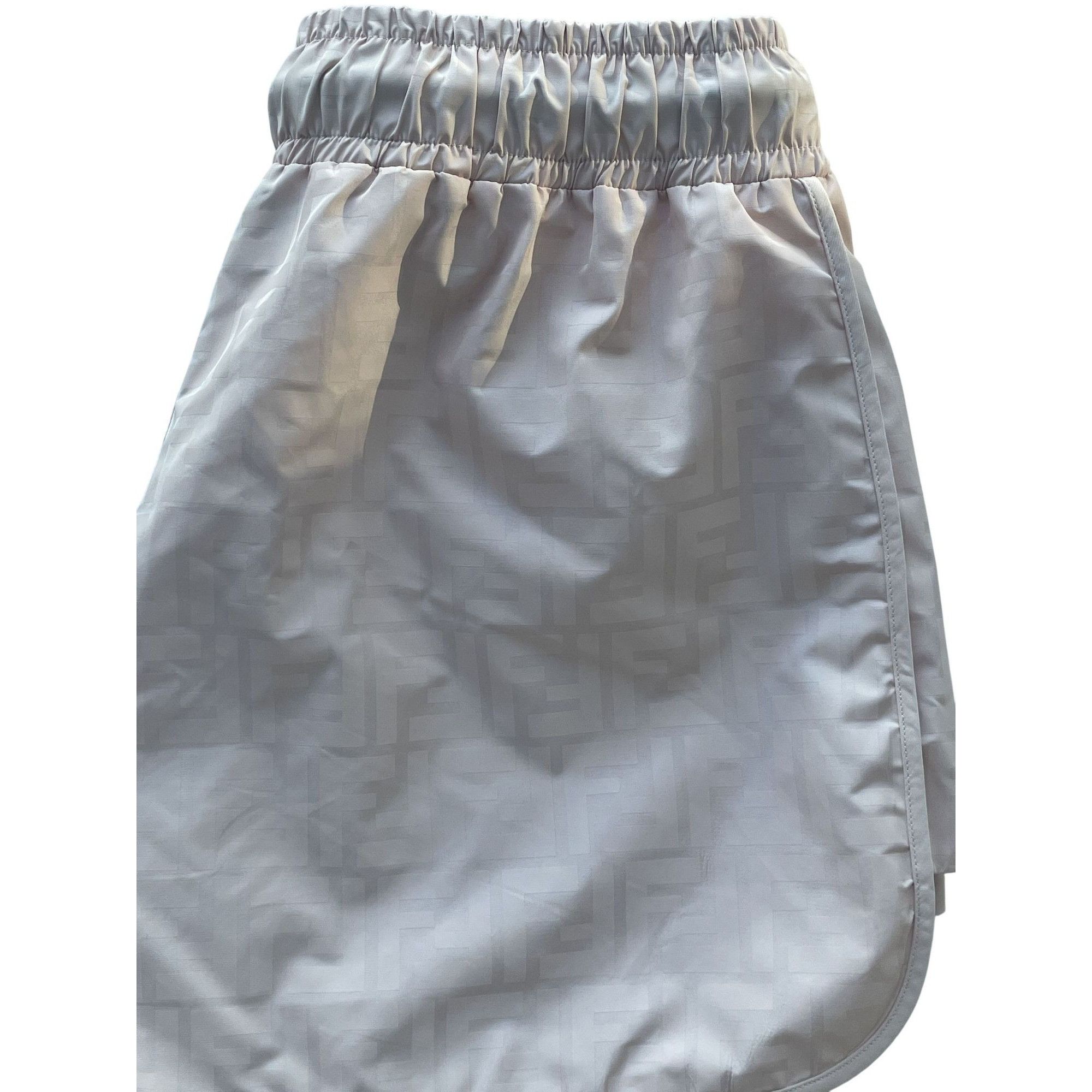 Fendi Fendi Womens Beige FF Logo Silk Drawstring Shorts Size S Size 38" / US 16 / IT 52 - 5 Thumbnail