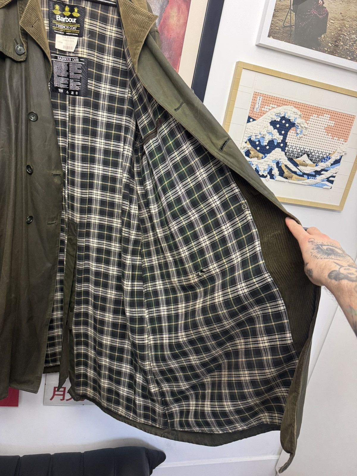 Barbour Vintage Barbour Trench Coat Waxed Jacket Corduroy Rare Hype Size US L / EU 52-54 / 3 - 6 Thumbnail