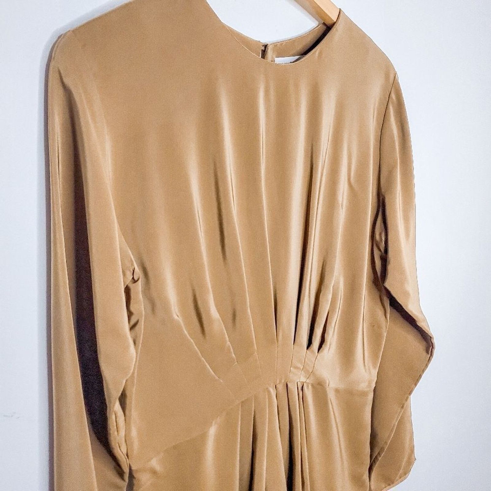 Amanda Uprichard Amanda Uprichard Brown Pleated Illusion Silk Dress Size L Size L / US 10 / IT 46 - 3 Thumbnail