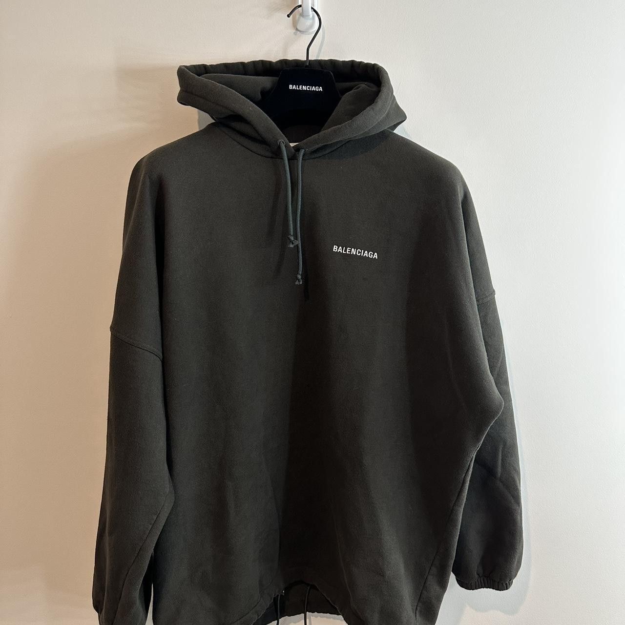 image of Balenciaga Logo Hoodie in Green, Men's (Size Small)