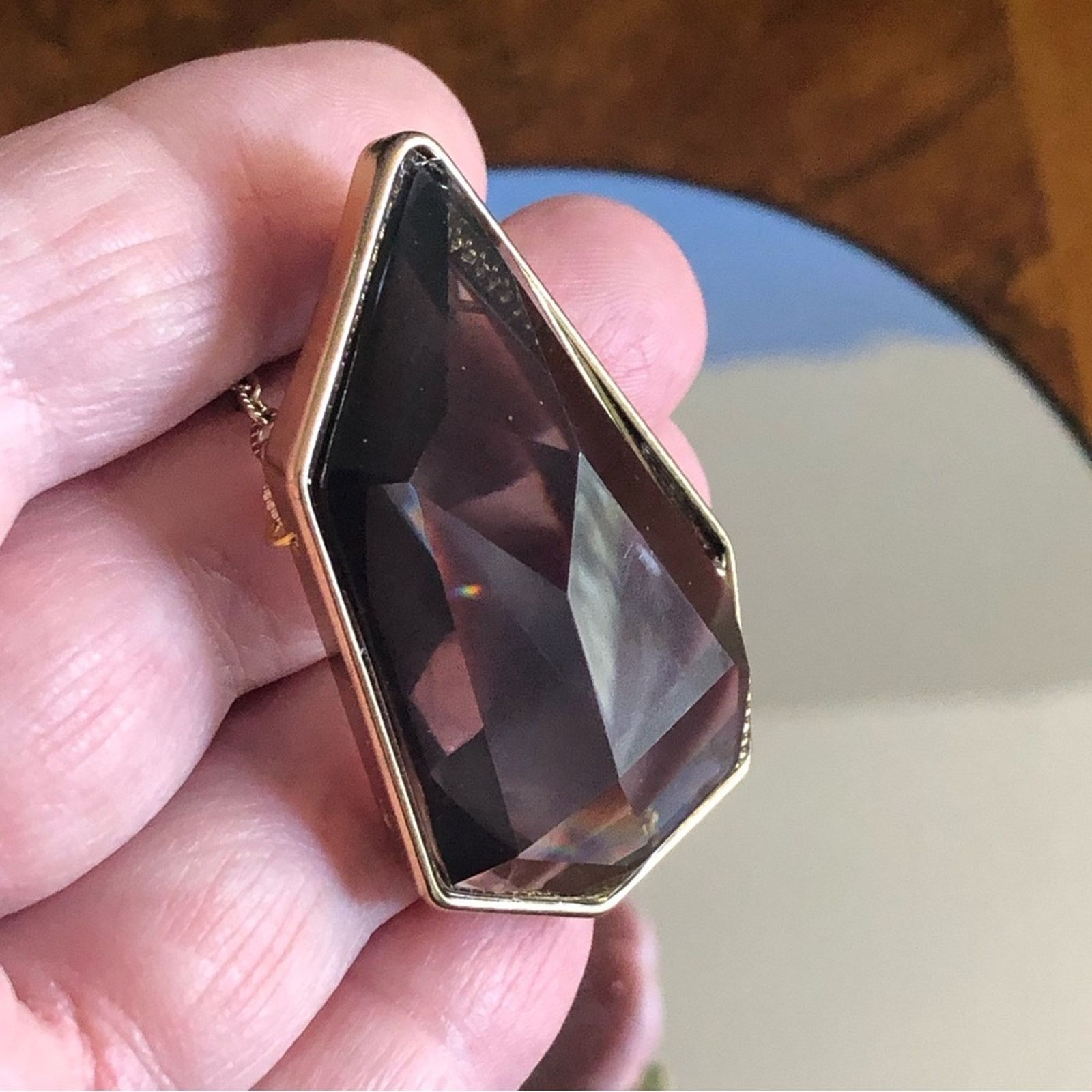 Jewelry Geometric faceted smoky topaz lucite necklace Size ONE SIZE - 4 Thumbnail