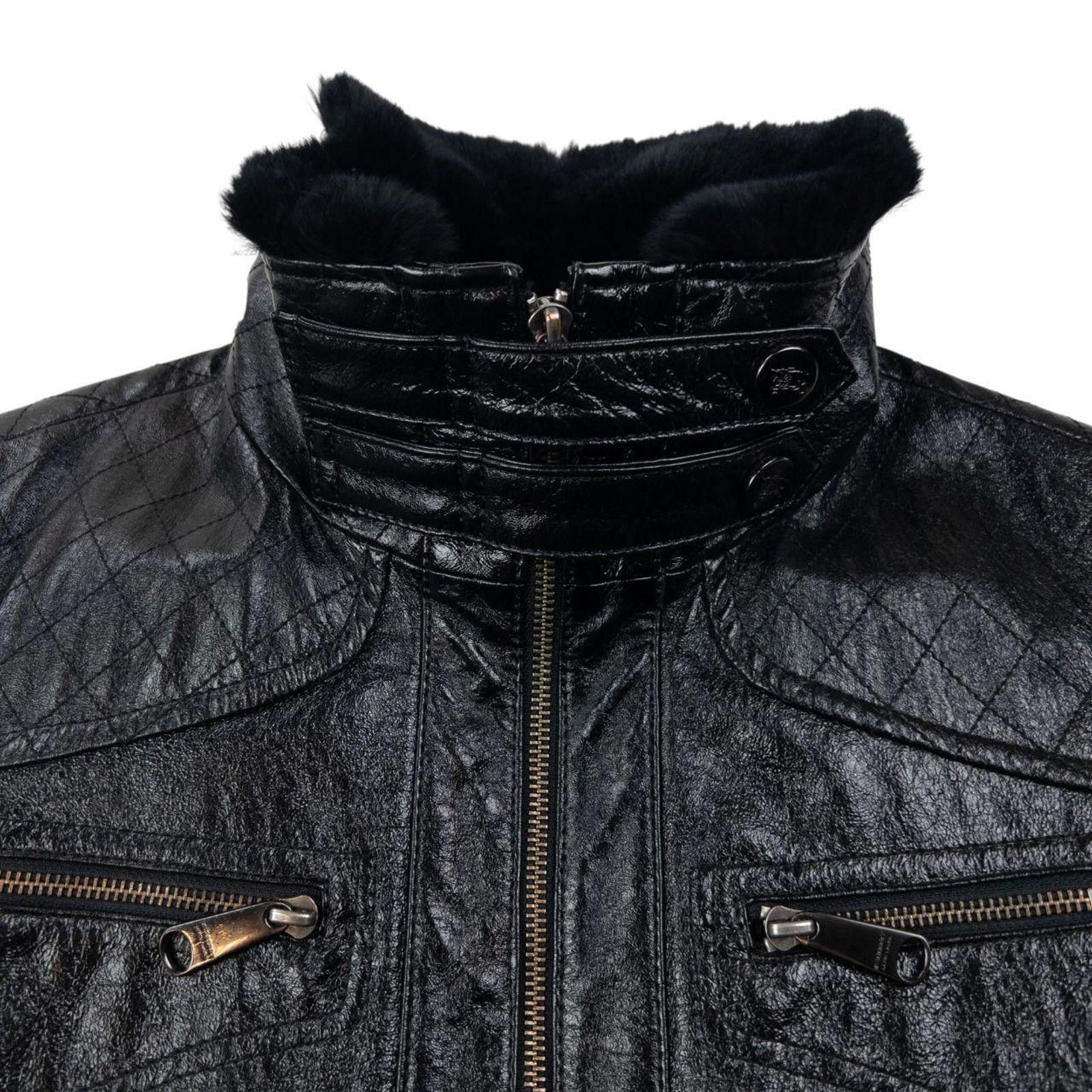 Burberry Vintage 2000s Burberry Fur Collar Lined Leather Jacket L Size US L / EU 52-54 / 3 - 5 Thumbnail