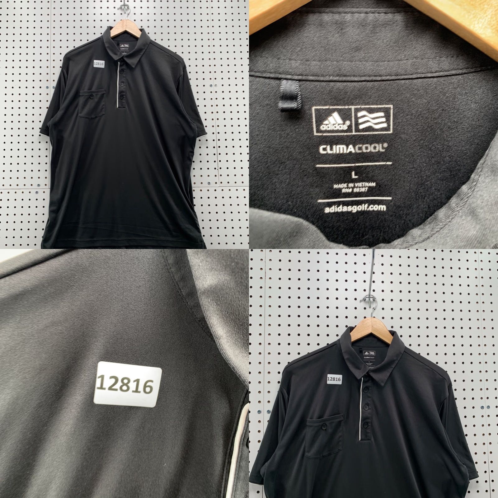 Adidas Adidas Golf Shirt Polo Climacool Mens Large Black Pocket Button Short Sleeve Size US L / EU 52-54 / 3 - 8 Thumbnail