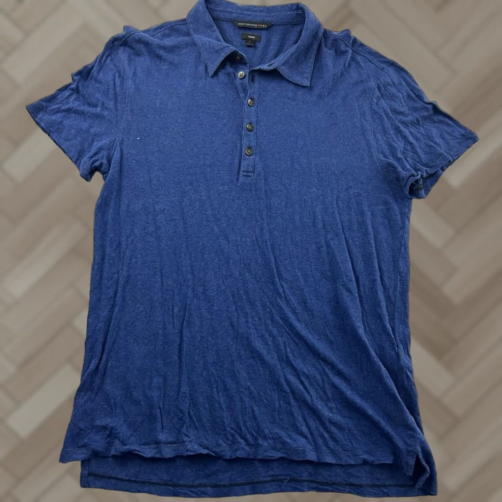 John Varvatos John Varvatos Luxe Short Sleeve Polo Shirt Men L Blue Size US L / EU 52-54 / 3 - 1 Thumbnail