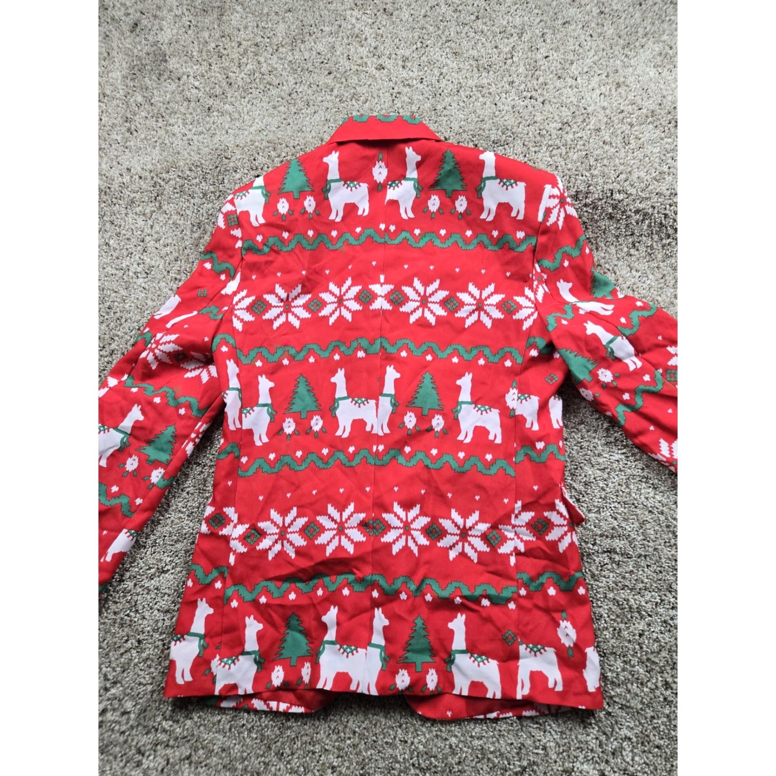 Vintage Tipsy Elves Happy Hour Suit Mens M Red 2 Piece Christmas Ugly NWT Shirt Jacket Regular Fit Notch Lapel Front Button Vintage? Size 40R - 5 Thumbnail