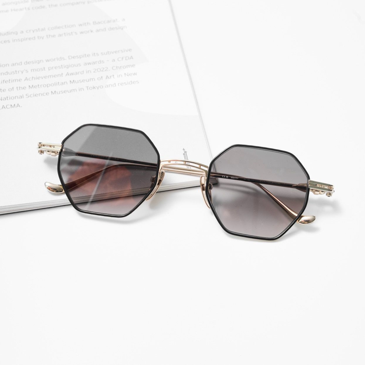 Chrome Hearts CHROME HEARTS EVACULATION MATTE BLACK/GOLD PLATED SUNGLASSES Size ONE SIZE - 6 Thumbnail