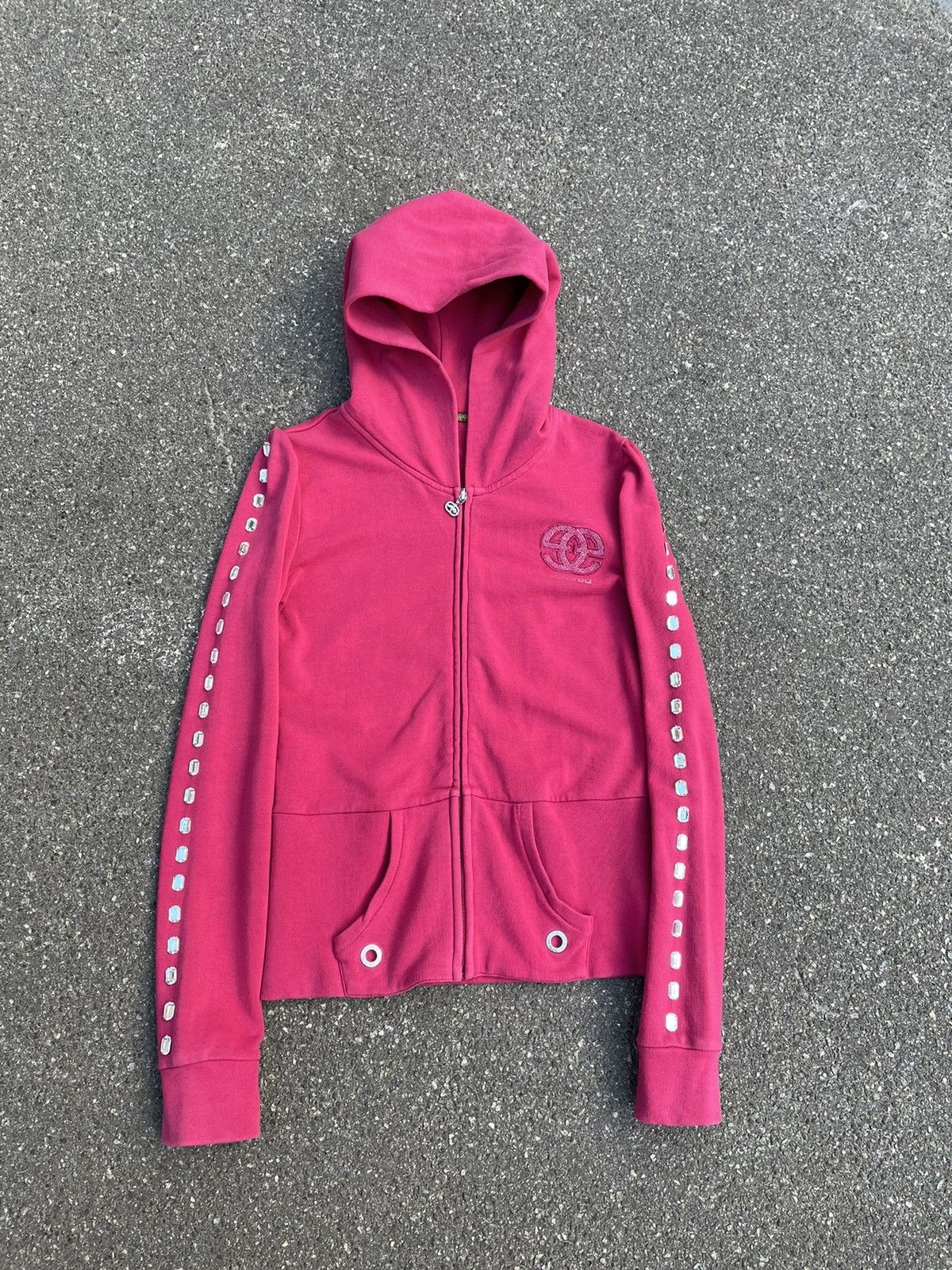 Vintage Vintage Y2K 00s Britney Spears Style Pink Zip Hoodie Size S / US 4 / IT 40 - 2 Thumbnail