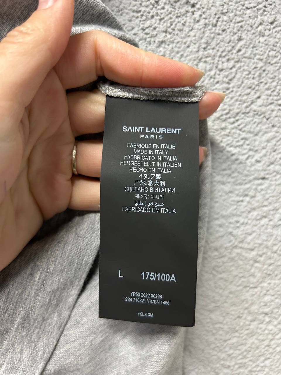 Saint Laurent Paris Saint Laurent Paris grey reverse logo print t-shirt L Size L / US 10 / IT 46 - 8 Thumbnail
