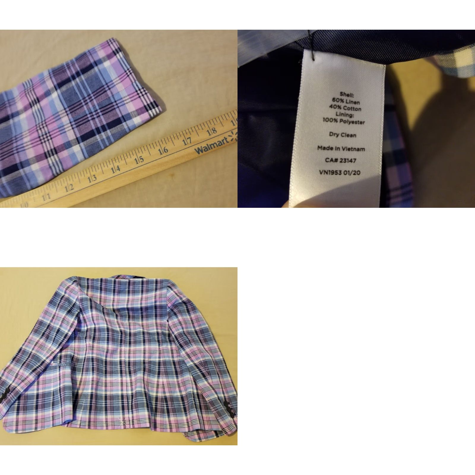 Talbots Womens Talbots Blazer 2P Petite Linen Plaid Pink Blue Jacket Shirt Fashion Coat (if needed) Size XS / US 0-2 / IT 36-38 - 8 Thumbnail