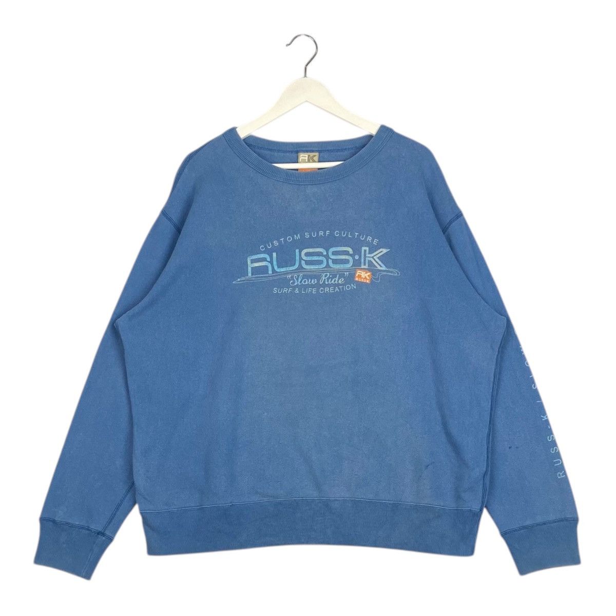 Designer × Vintage Vintage Russ-K Embroidered Sweatshirt Blue Size XL Size US XL / EU 56 / 4 - 1 Thumbnail