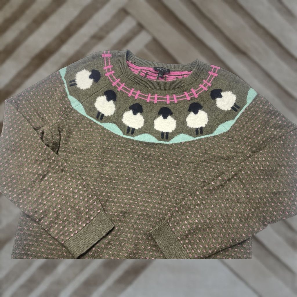 Talbots TALBOTS Sweater Womens Large Petite Sheep Birdseye Knit Crewneck Pullover Cotton Size L / US 10 / IT 46 - 1 Thumbnail