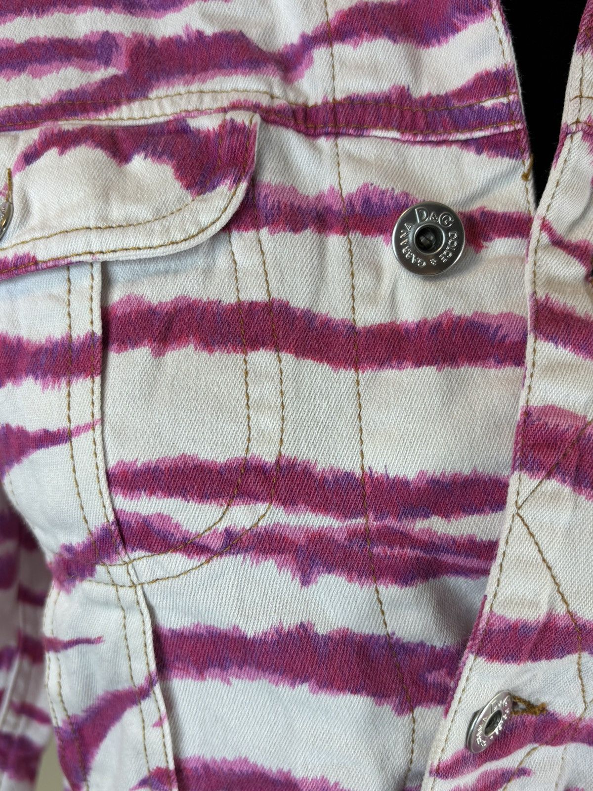 Dolce & Gabbana × Vintage Dolce & Gabbana Pink Zebra-Print White Denim Jacket Size S / US 4 / IT 40 - 5 Thumbnail
