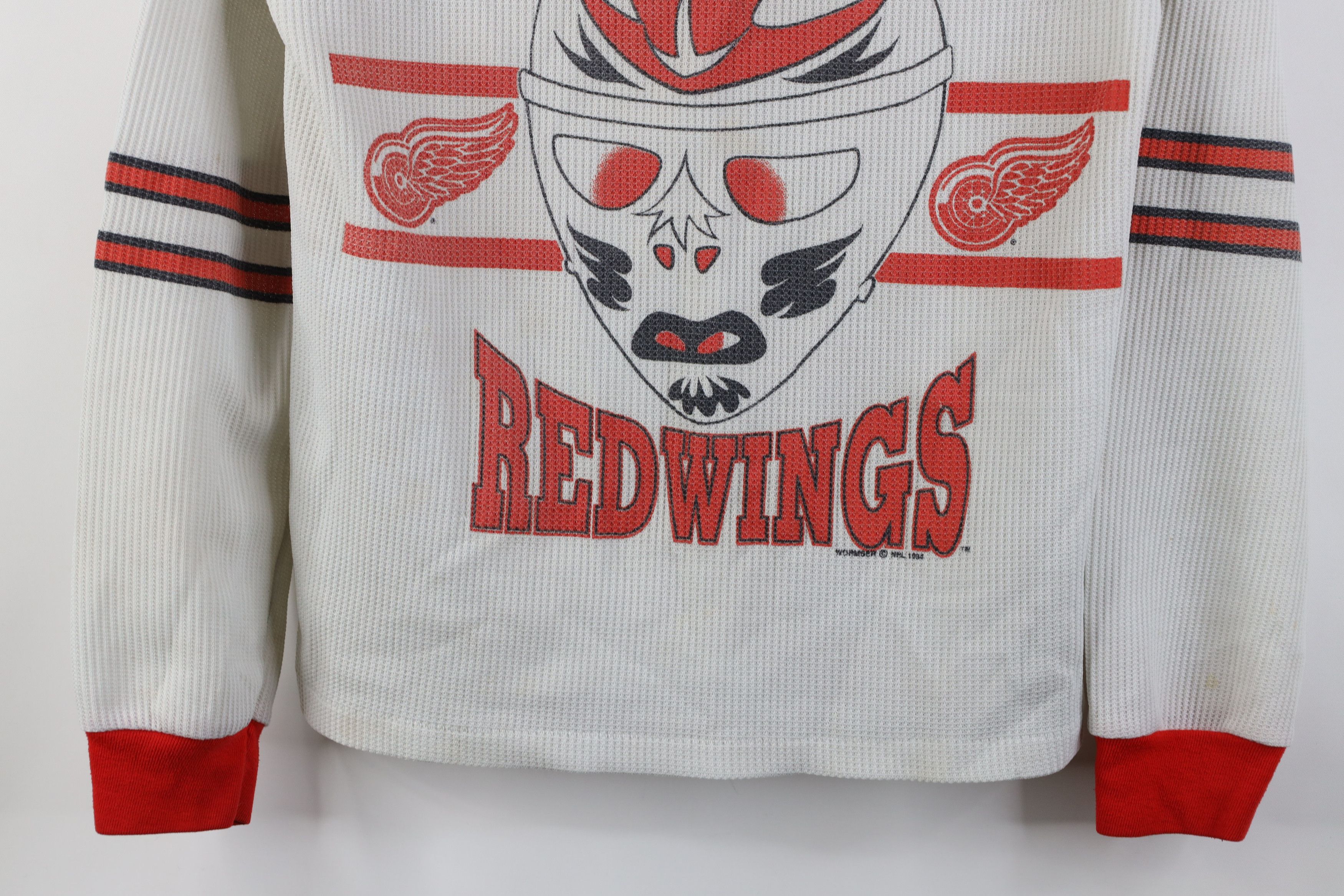 Vintage Vintage 90s Red Wings Waffle Knit Long Sleeve T-Shirt White Size US S / EU 44-46 / 1 - 3 Thumbnail