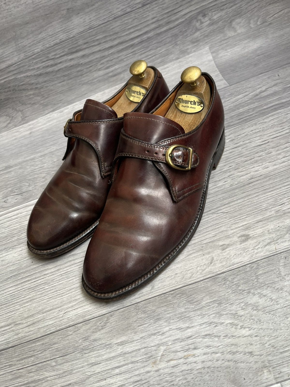 Alden Alden 975 plain toe single monk strap shell cordovan US7EE. Size US 7 / EU 40 - 4 Thumbnail