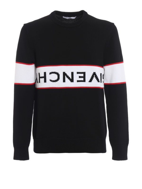 Givenchy o1srvl11e0326 Reverse Logo Intarsia Sweater in Multicolor Size US M / EU 48-50 / 2 - 1 Thumbnail