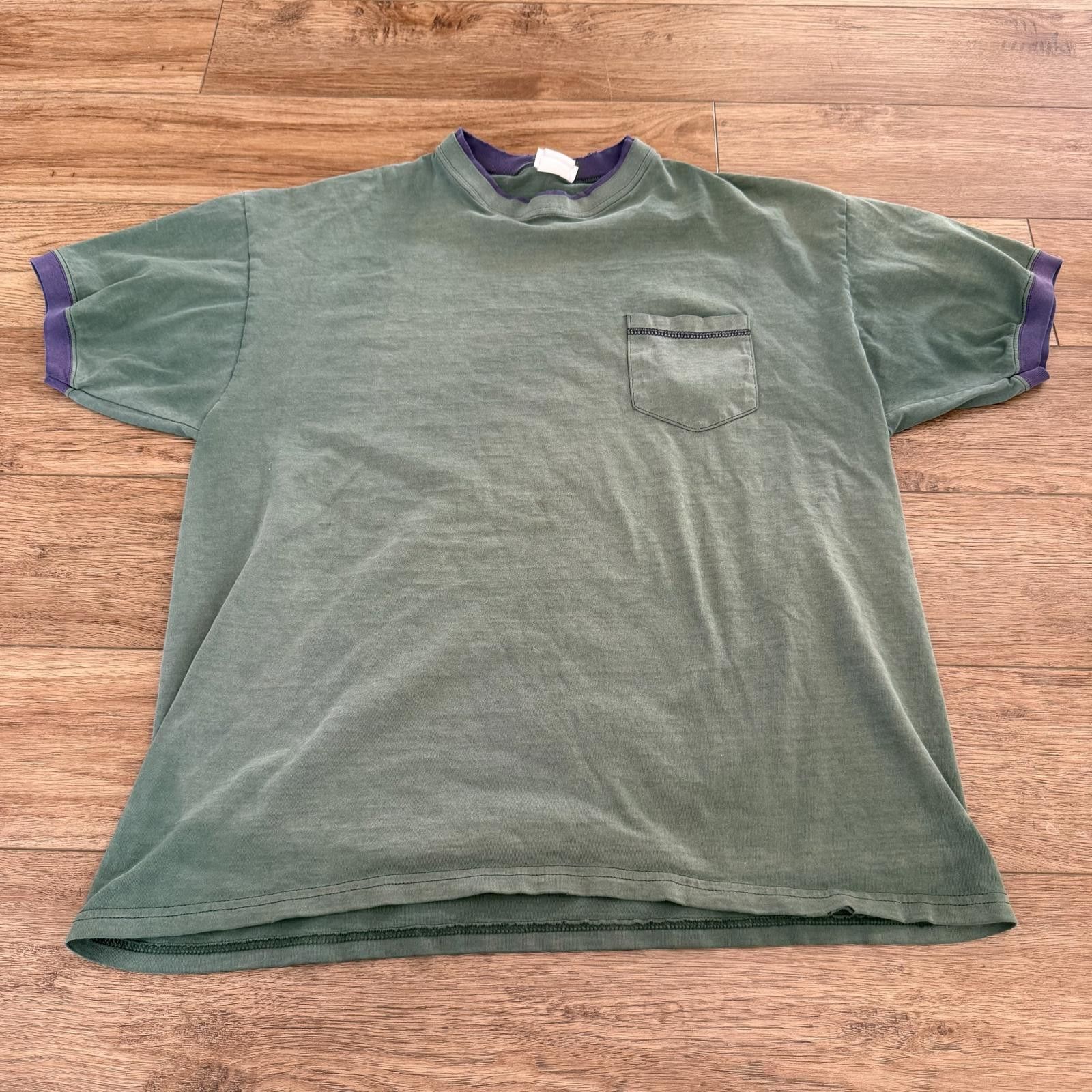 Basic Editions Vintage 90s Sun Faded Distressed Ringer Pocket Shirt Grunge Size US L / EU 52-54 / 3 - 1 Thumbnail