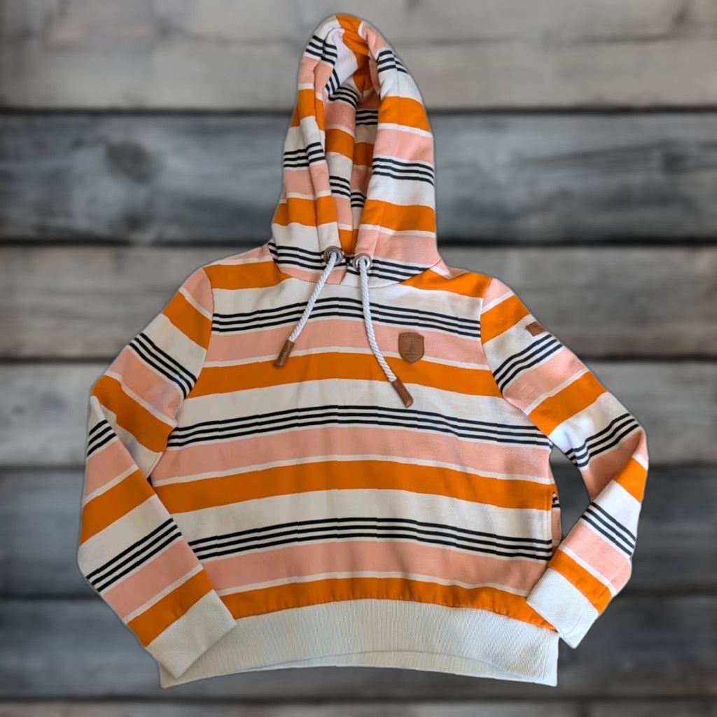 Vintage Wanakome Women’s XL Hoodie Hooded Sweatshirt Orange Black Striped Pockets Size XL / US 12-14 / IT 48-50 - 1 Thumbnail