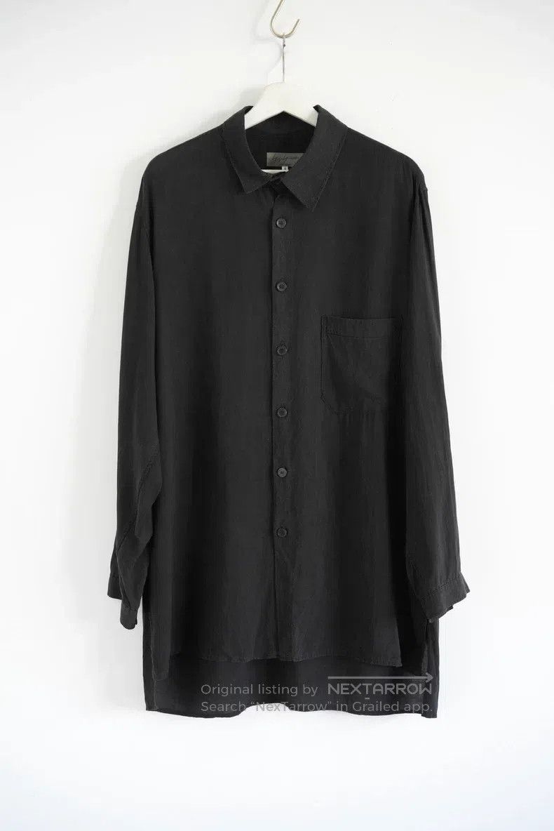 Yohji Yamamoto YOHJI YAMAMOTO Asymmetrical Collar Tencel Shirt Size US L / EU 52-54 / 3 - 1 Thumbnail