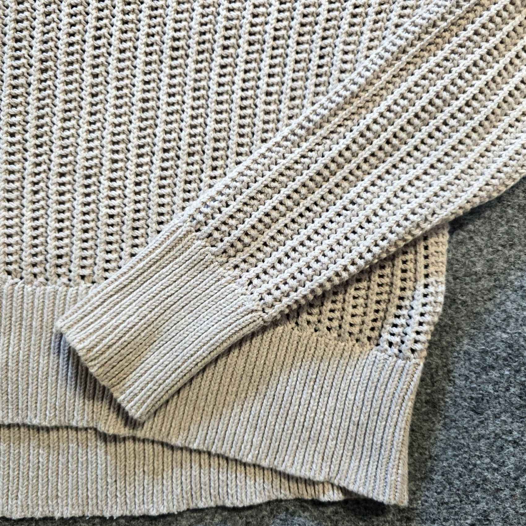 Theory Theory Sweater Womens Small Beige Open Knit Long Sleeve Crew Neck Casual Pullover Knit Cotton Classic/Fitted Sleeve Beachy Capsule Winter Fall Size S / US 4 / IT 40 - 4 Thumbnail