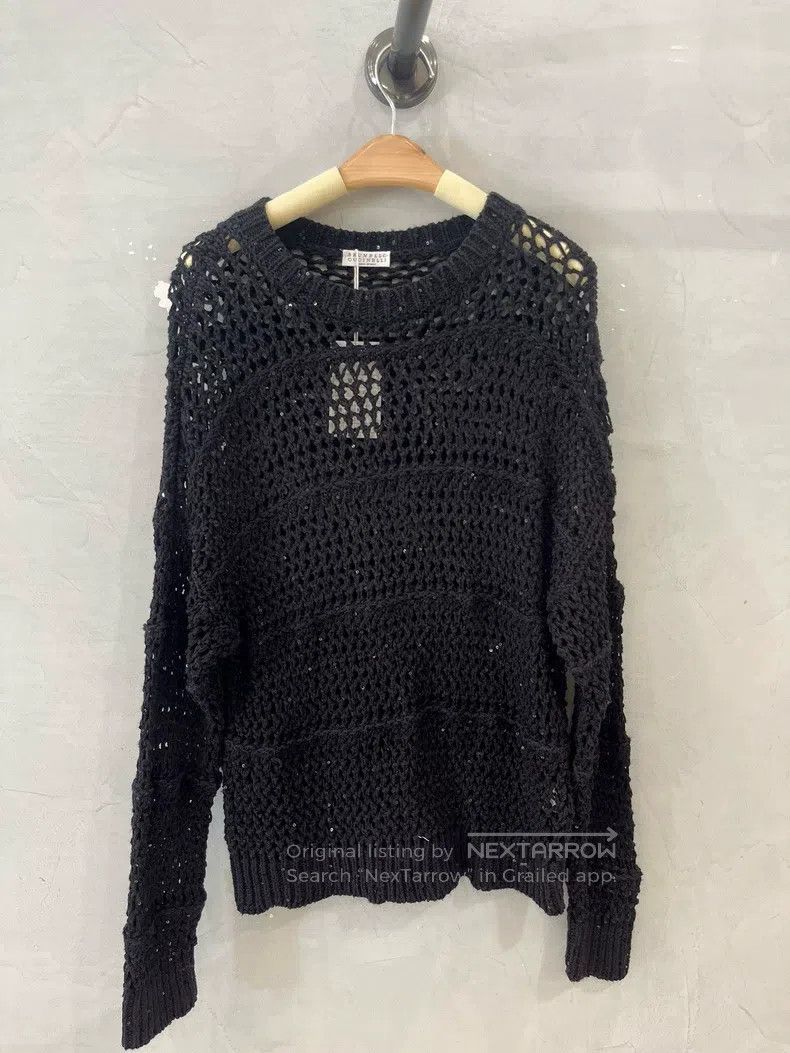 Brunello Cucinelli Brunello Cucinelli Black Sequin Cut-Out Top Size M / US 6-8 / IT 42-44 - 1 Thumbnail
