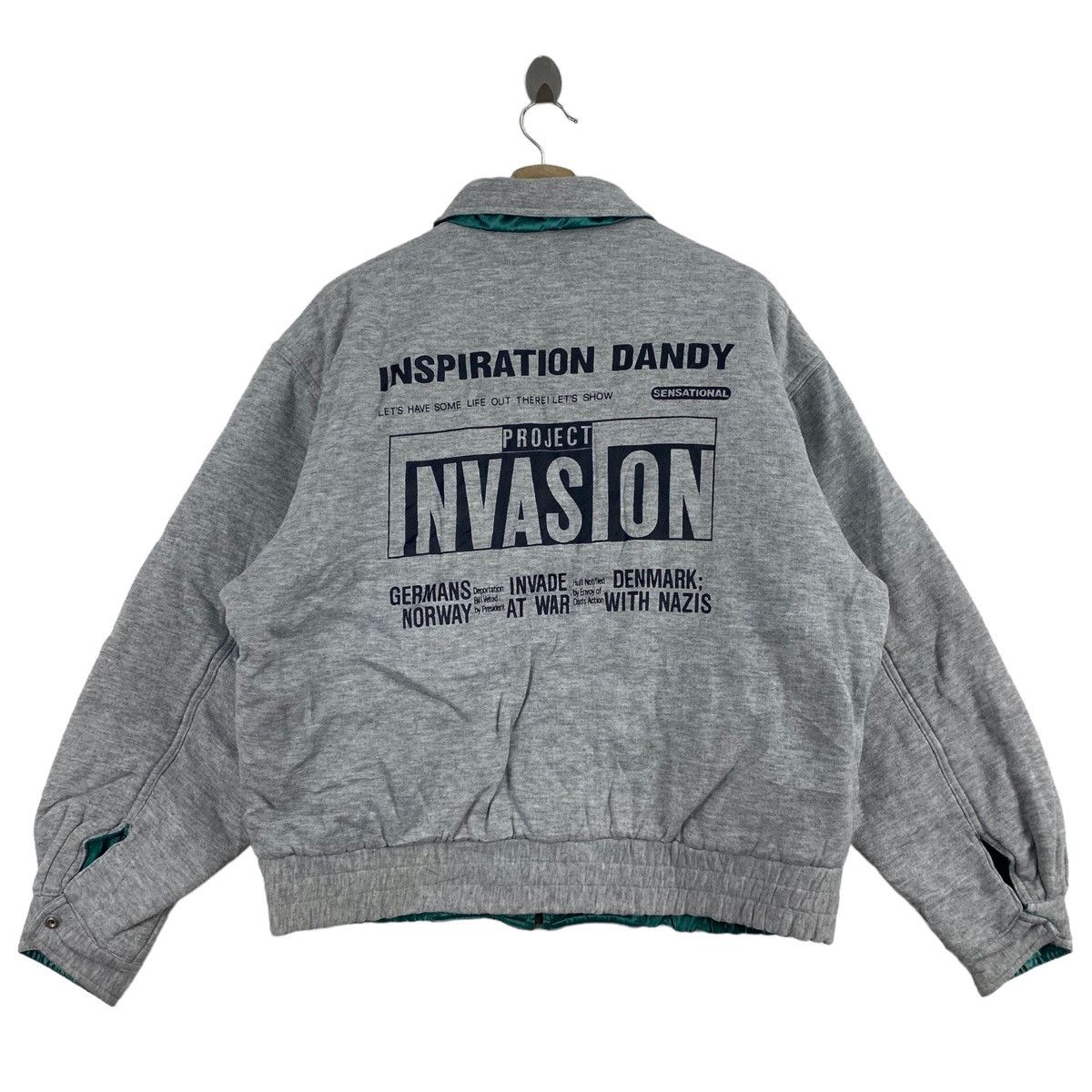 image of Bomber Jacket Project Invasion Germans Invade Denmark Reversible Bomber in Green/Grey (Size 2XL)