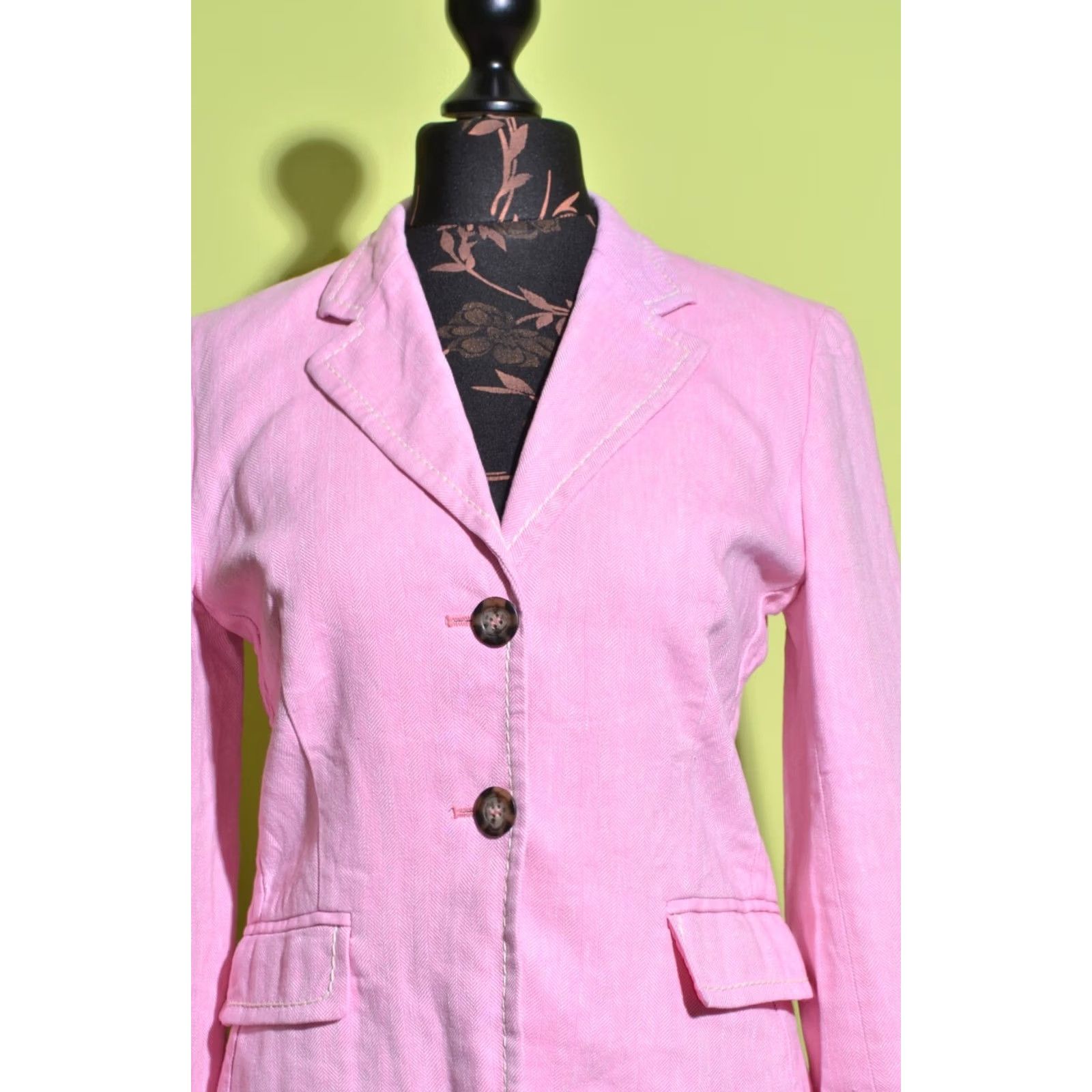 Max Mara Weekend Max Mara Blazer Jacket Pink Linen/Cotton 2 Button Womens Size 10 UK10 IT42 Size L / US 10 / IT 46 - 2 Thumbnail