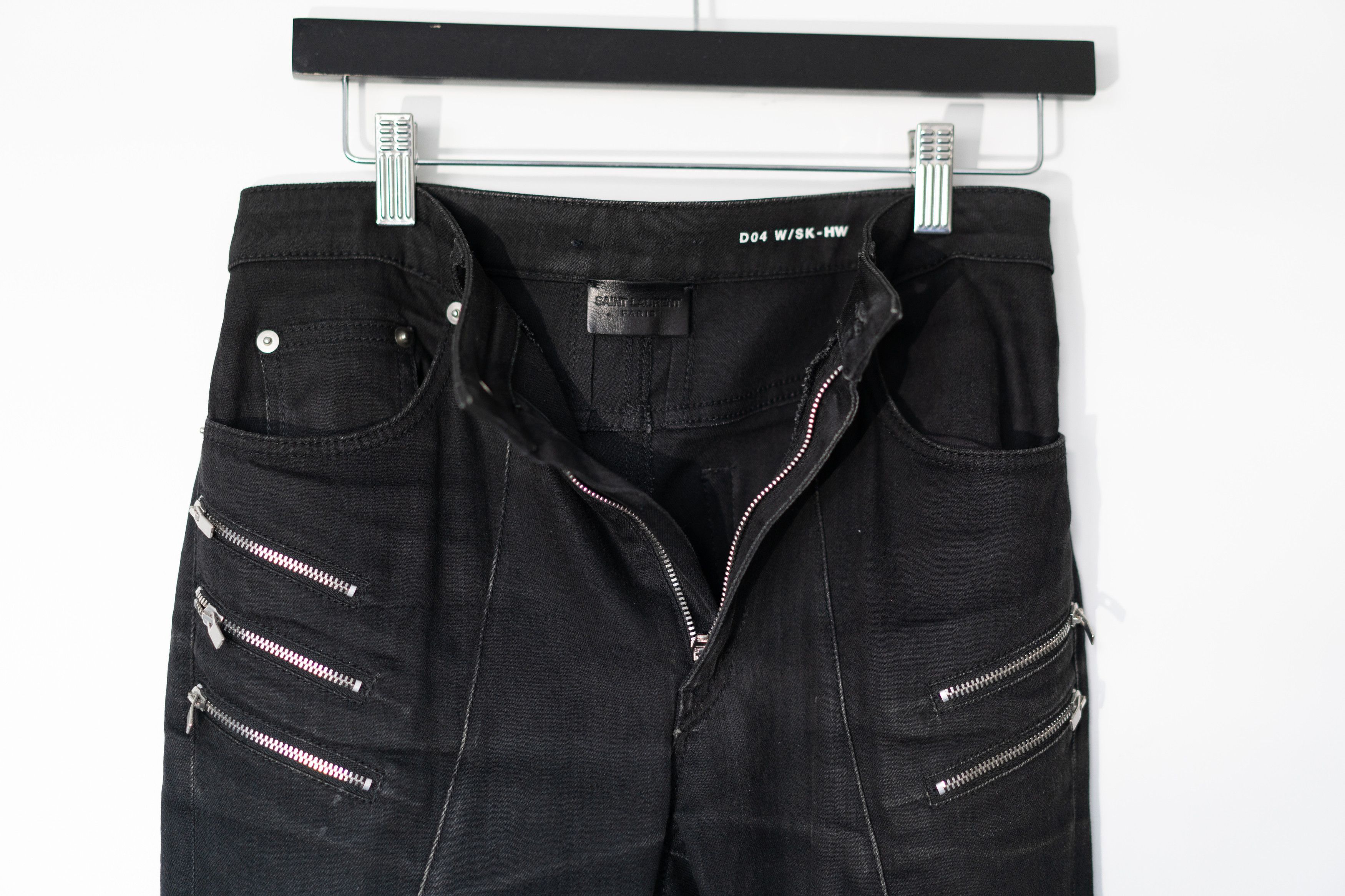Saint Laurent Paris D04 W SK/HW Skinny Moto Zip Jeans Size 27" / US 4 / IT 40 - 4 Thumbnail