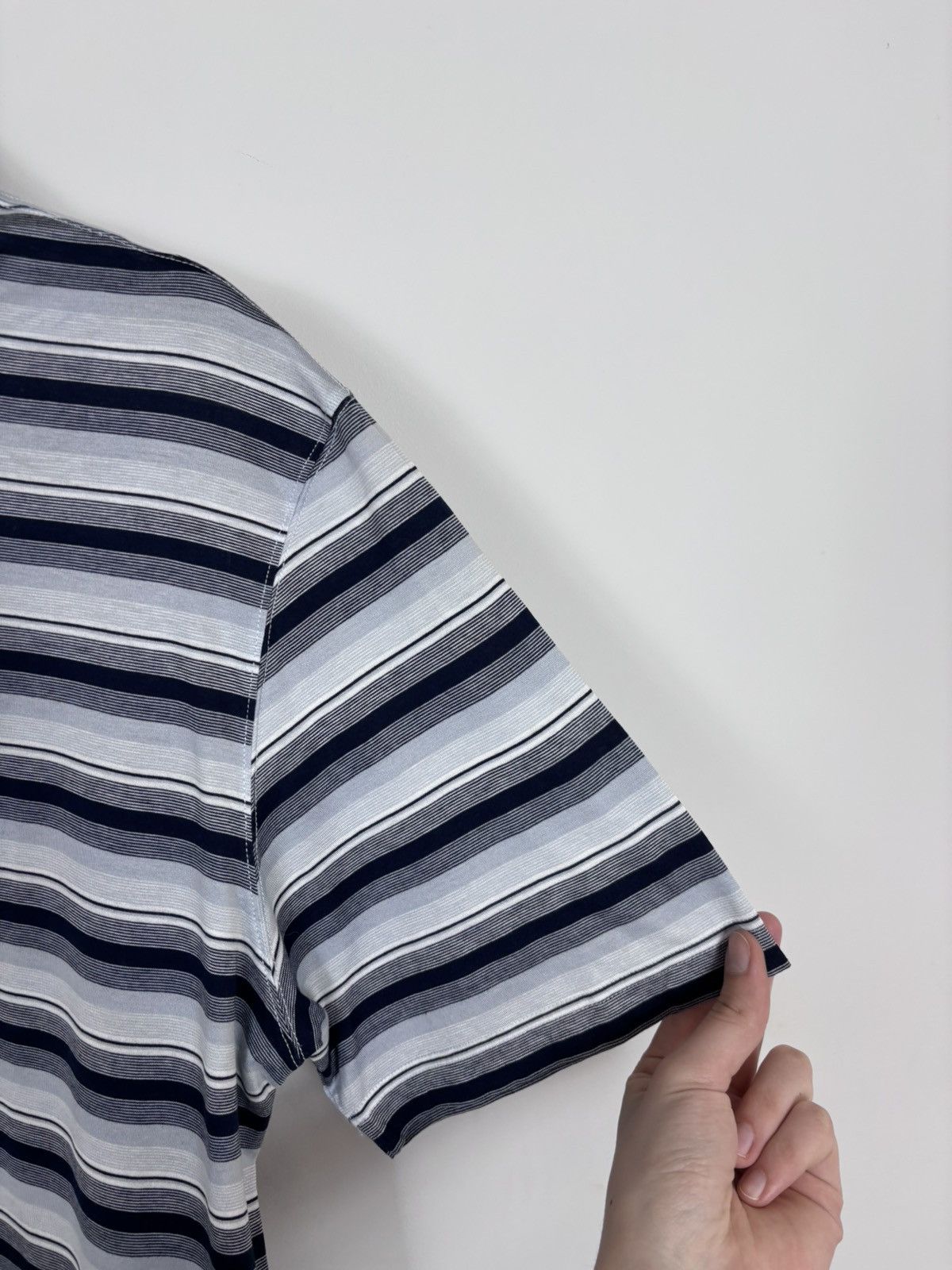 Corneliani Corneliani Men’s Multi Striped Short Sleeve Polo Shirt Size US XL / EU 56 / 4 - 7 Thumbnail