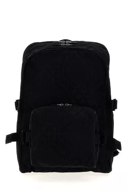 Burberry BURBERRY Men's Black Checkered Jacquard Backpack New Size ONE SIZE - 4 Thumbnail