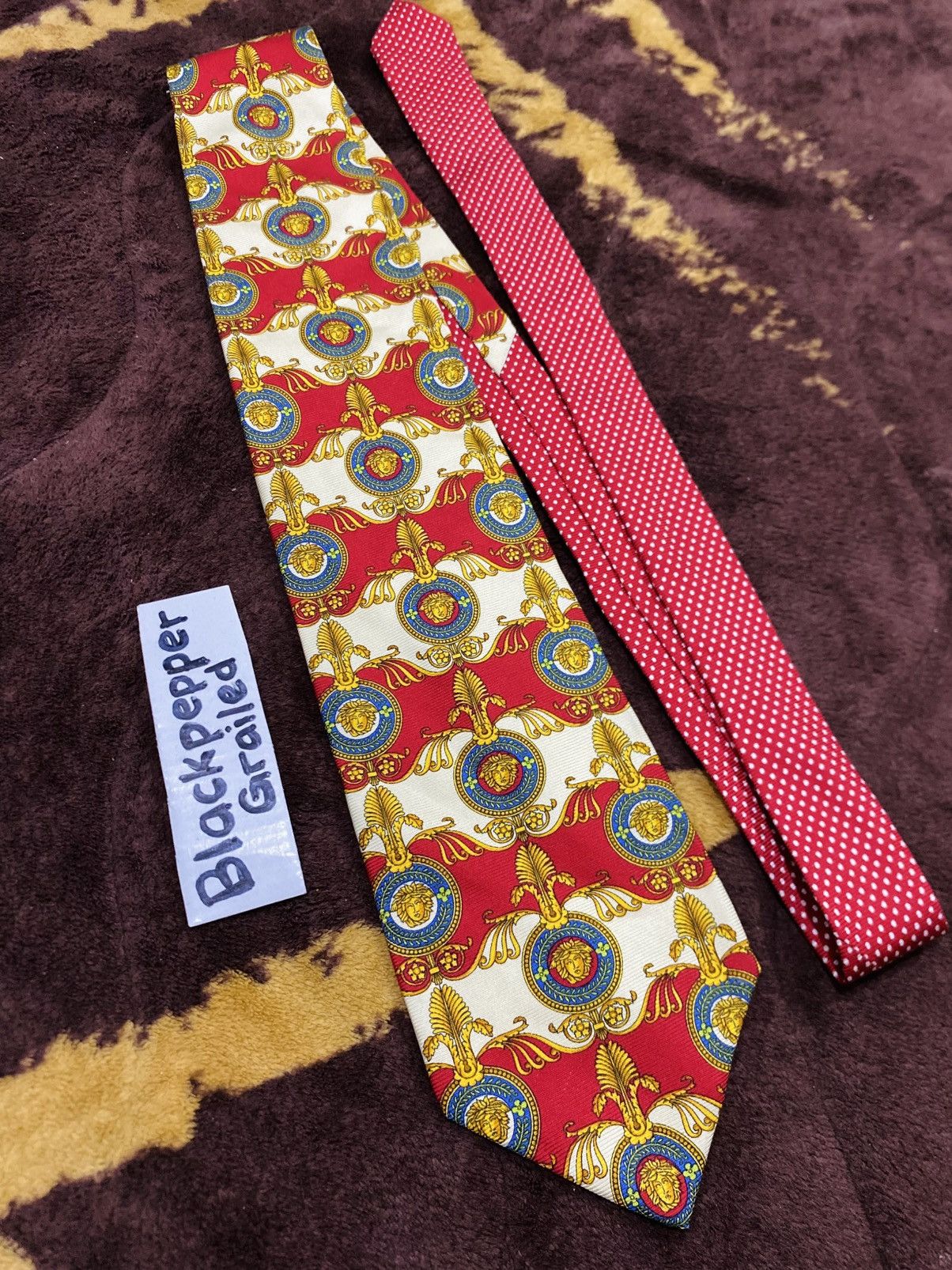 Versace Rare❤️‍🔥 Gianni Versace Baroque Medusa Logo Silk Tie Italy Size ONE SIZE - 1 Thumbnail