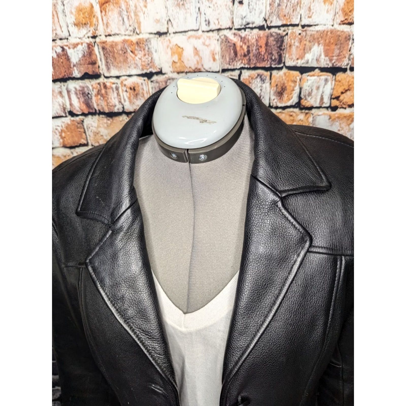 Vintage Wilsons Leather Womens Jacket Large Black Button Heavy Duty Car Church Coat Size L / US 10 / IT 46 - 4 Thumbnail