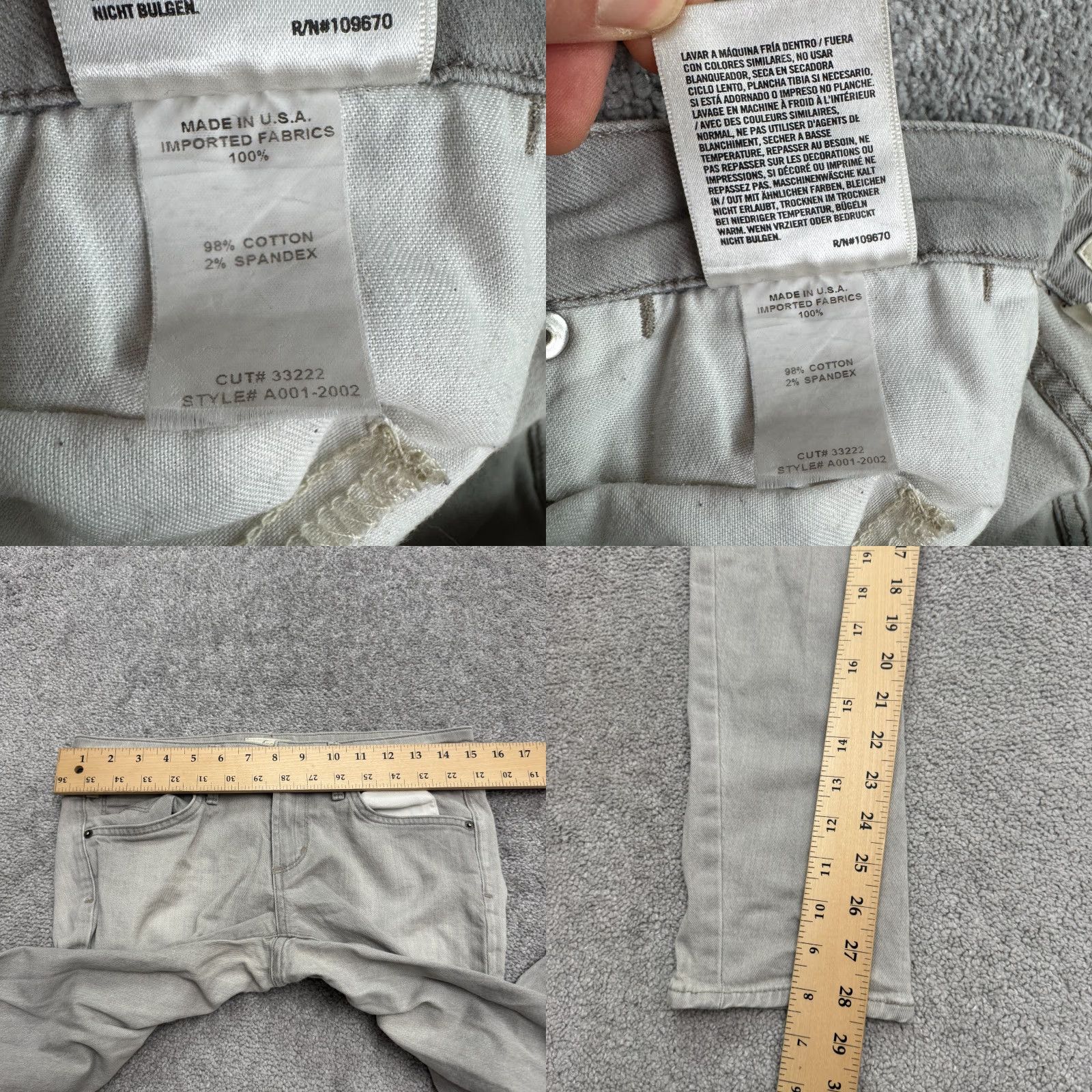Agolde AGOLDE Chloe Mid Rise Skinny Denim Jeans Gray Womens 27 Cotton Stretch City Grunge USA Jeans Slim 5-Pocket Womens Size 27" / US 4 / IT 40 - 9 Thumbnail