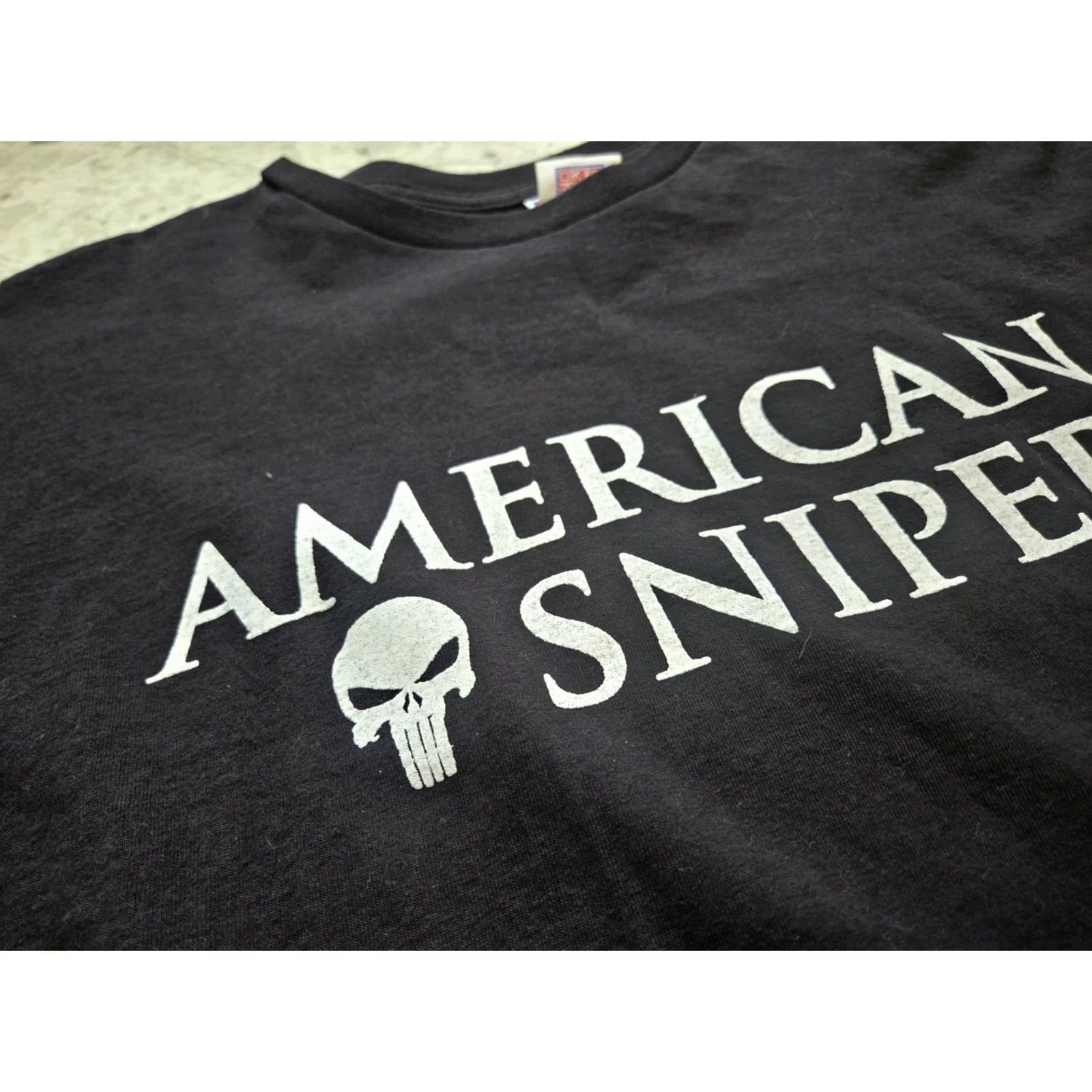 Vintage American Sniper T Shirt Mens Large Black Short Sleeve Skull Graphic Chris Kyle Bayside Gildan Softstyle Size US L / EU 52-54 / 3 - 2 Thumbnail