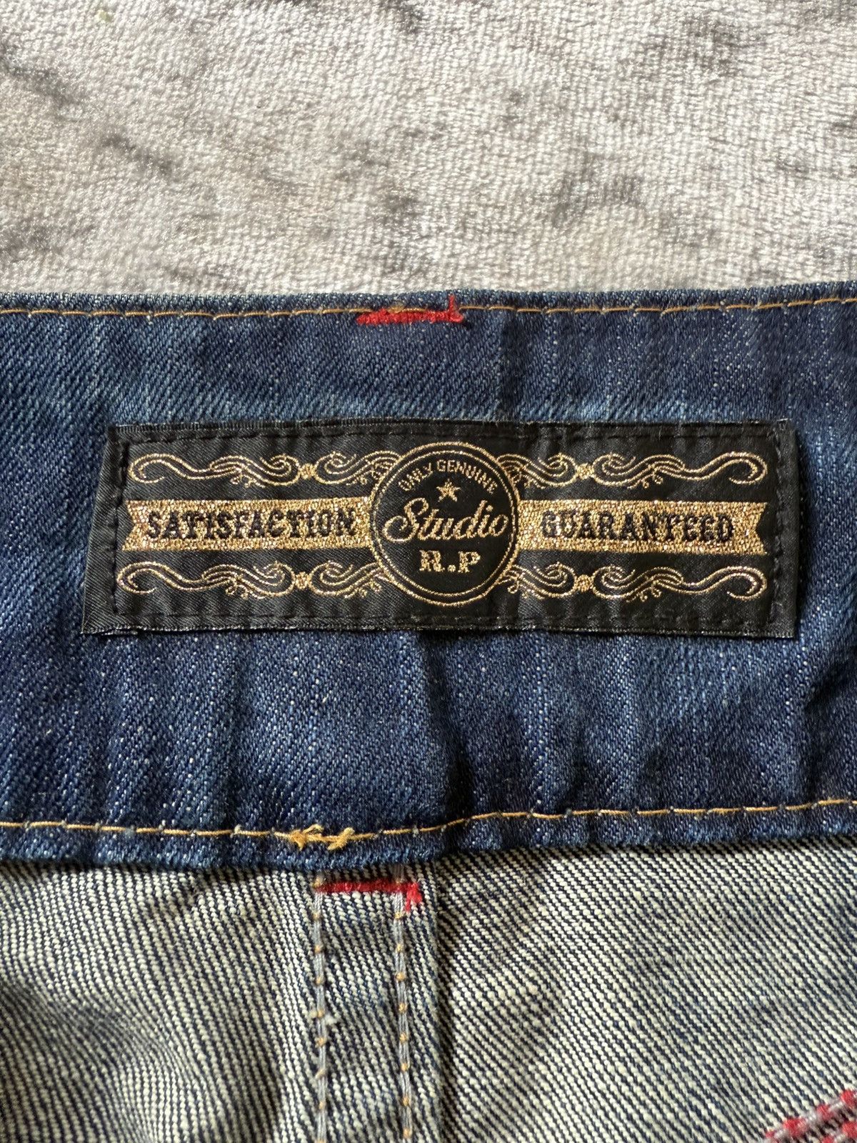 Le Grande Bleu (L.G.B.) Studio R.P Muddy Wash Wide Leg Flared Jeans Size US 28 / EU 44 - 21 Thumbnail