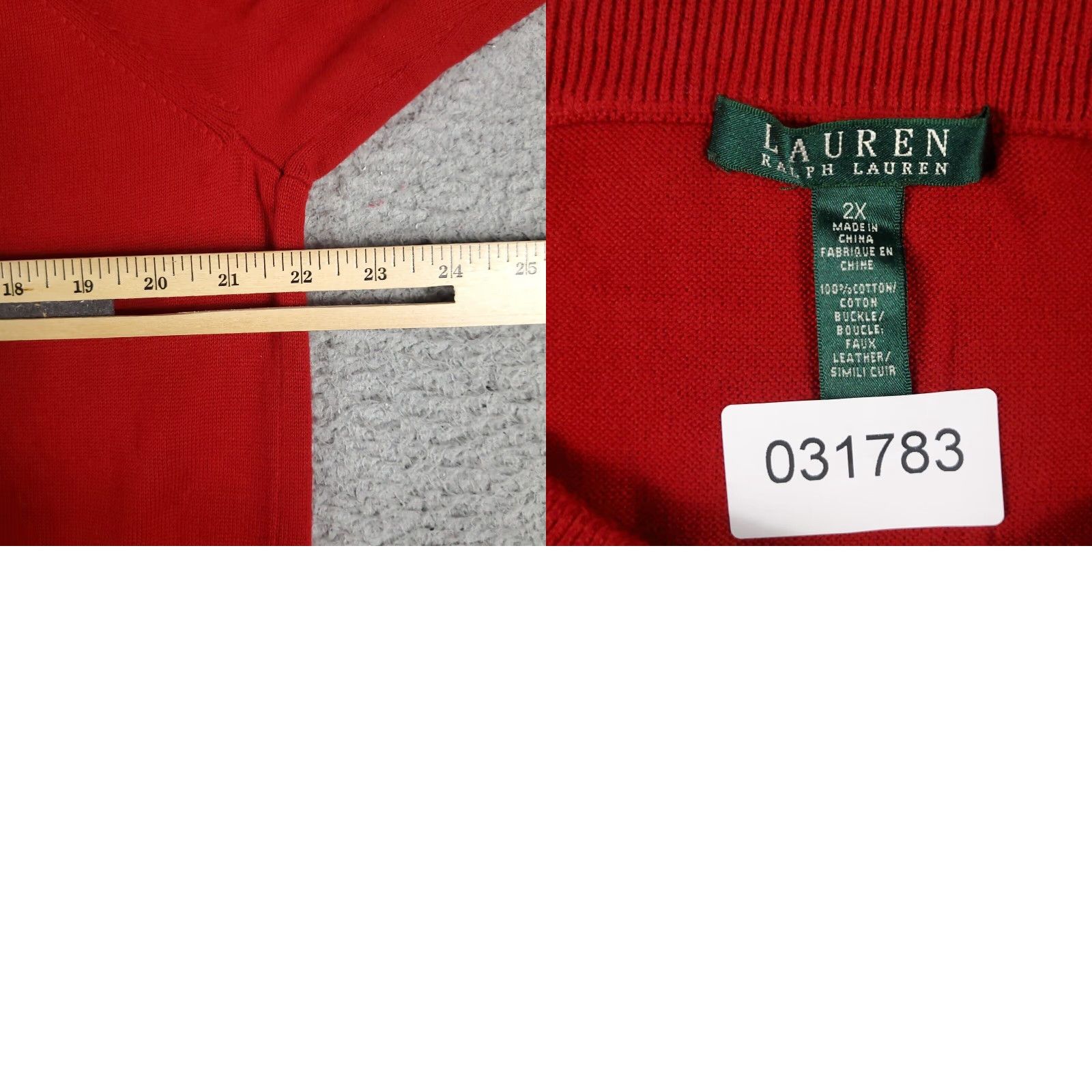 Ralph Lauren Ralph Lauren Women's Sweater Pullover 2X Red Casual Knit Zip Pockets Fall Winter Size XXL / US 16-18 / IT 52-54 - 8 Thumbnail