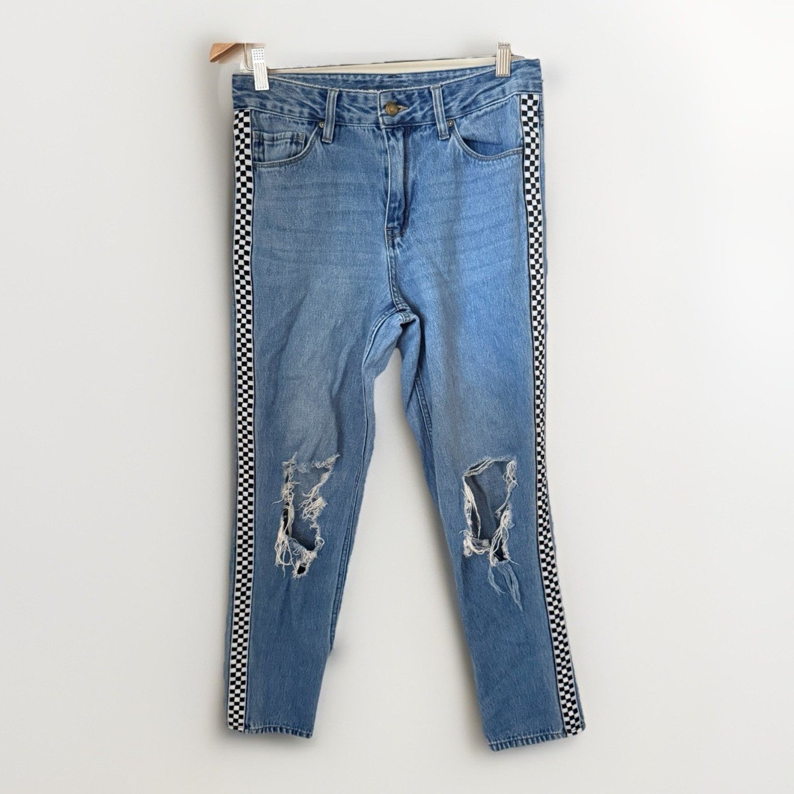 Empyre Empyre Eileen Checkered Striped Mom Zumiez Distressed Jeans Size 28" / US 6 / IT 42 - 2 Thumbnail